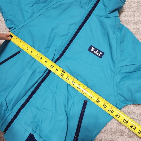 VTG Woolrich women's faux sherpa fleece utility bomber jacket aqua size S - Picture 4 of 11